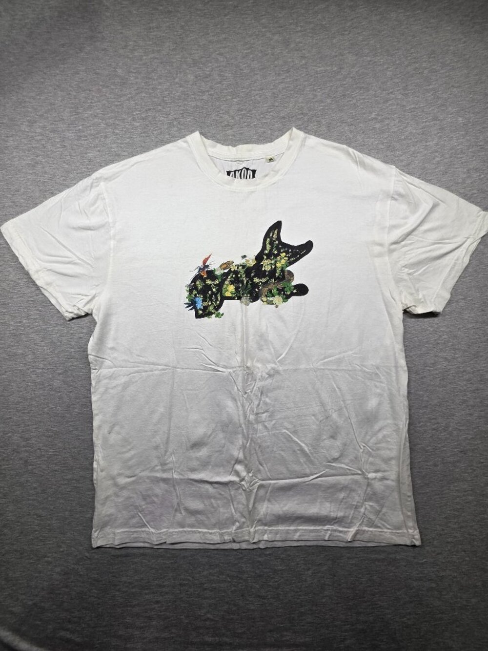 AKOO Floral Fox Graphic Tee Men's 3XL White Streetwear T-Shirt Est 1980